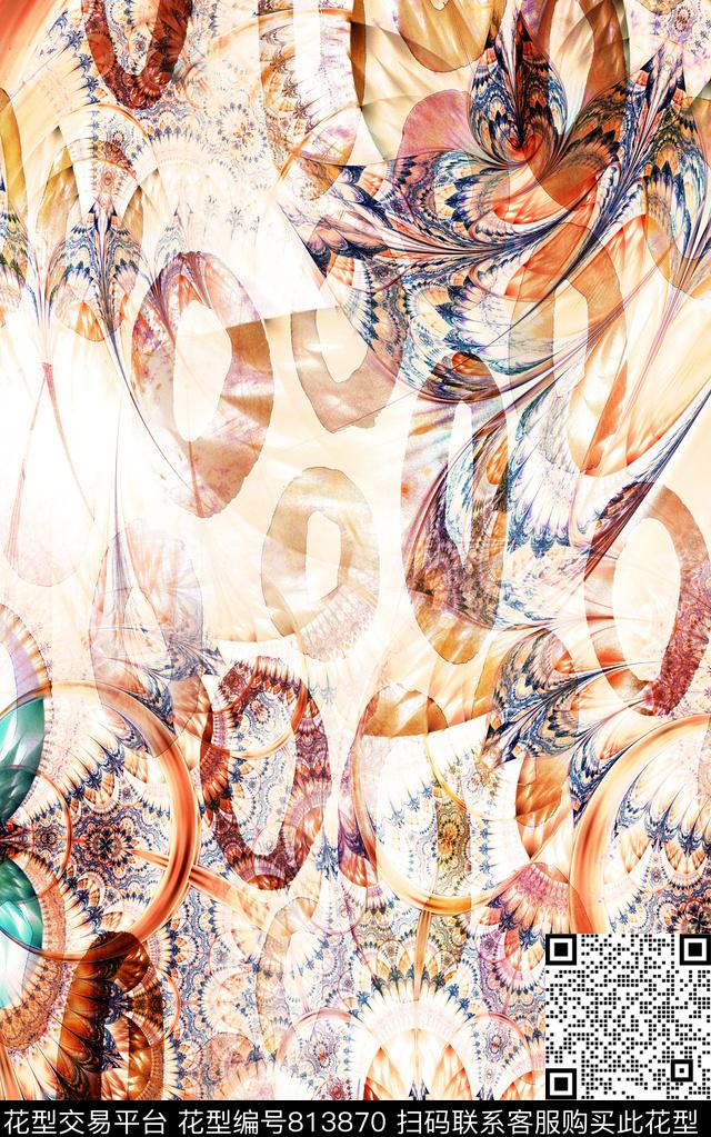 抽象肌理几何数码印花华亿平台下载（图片编号: 813870） - 瓦栏（Walan）