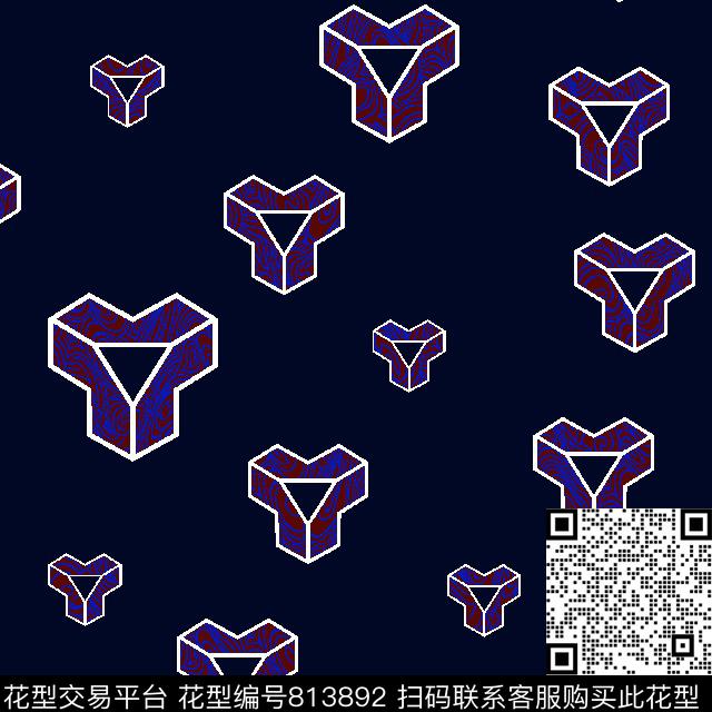 菱形色块抽象传统印花华亿平台下载（图片编号: 813892） - 瓦栏（Walan）