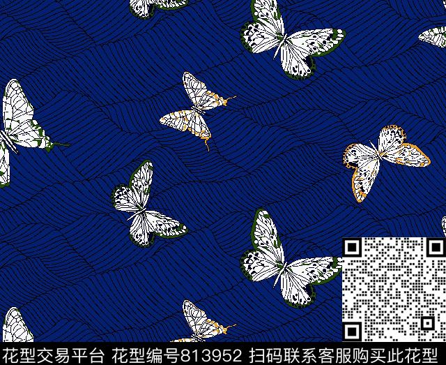 色块几何蝴蝶传统印花华亿平台下载（图片编号: 813952） - 瓦栏（Walan）