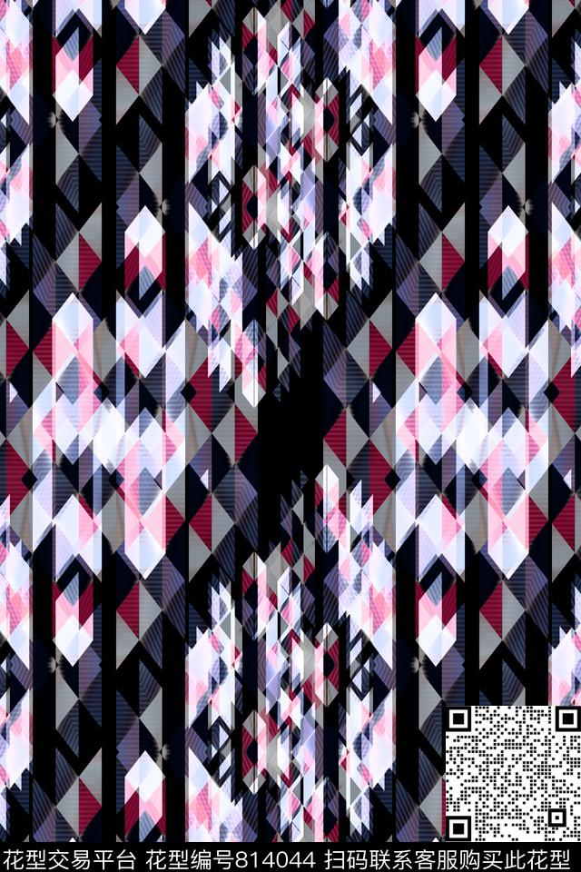 菱形色块不规则几何传统印花华亿平台下载（图片编号: 814044） - 瓦栏（Walan）