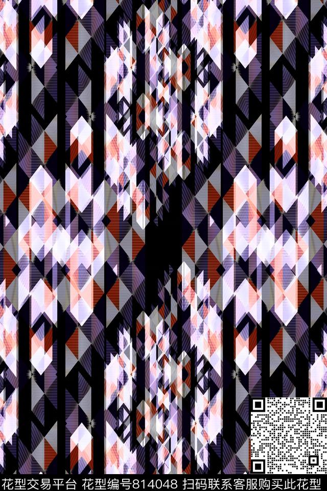 菱形色块不规则几何传统印花华亿平台下载（图片编号: 814048） - 瓦栏（Walan）