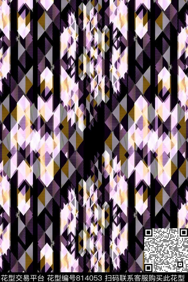 菱形色块不规则几何传统印花华亿平台下载（图片编号: 814053） - 瓦栏（Walan）