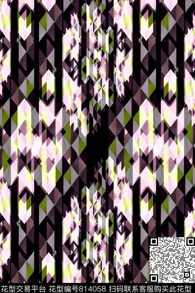 菱形色块不规则几何传统印花华亿平台下载（图片编号: 814058） - 瓦栏（Walan）