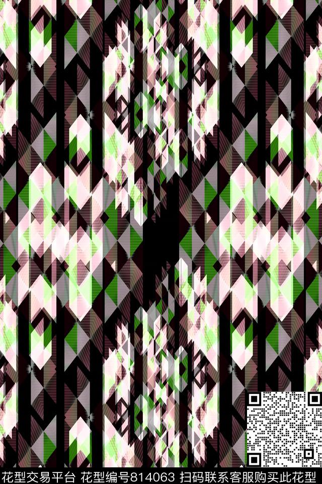 菱形色块不规则几何传统印花华亿平台下载（图片编号: 814063） - 瓦栏（Walan）