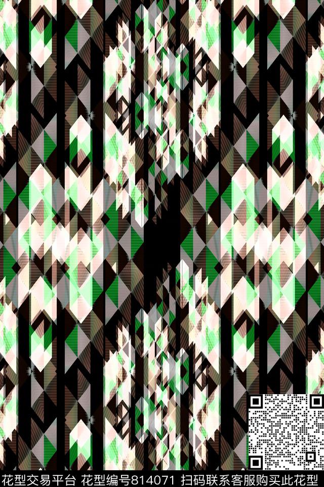 菱形色块不规则几何传统印花华亿平台下载（图片编号: 814071） - 瓦栏（Walan）