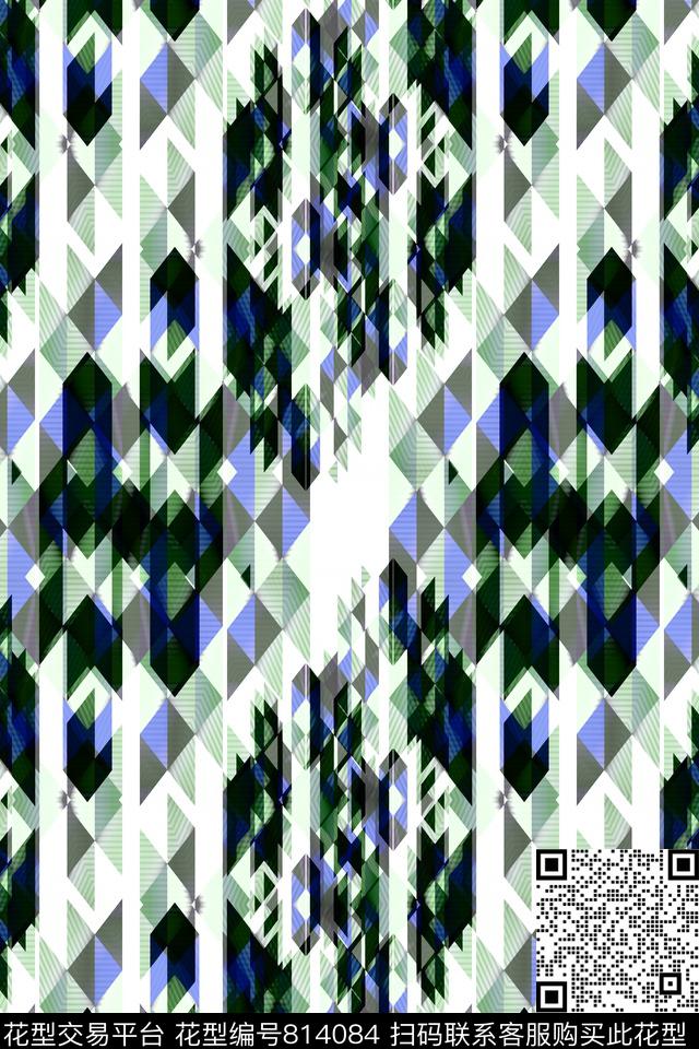 菱形色块不规则几何传统印花华亿平台下载（图片编号: 814084） - 瓦栏（Walan）
