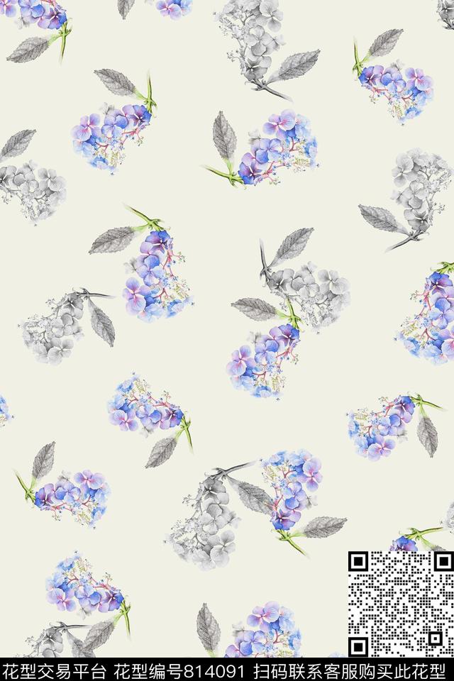 小清新手绘花卉小碎花数码印花华亿平台下载（图片编号: 814091） - 瓦栏（Walan）
