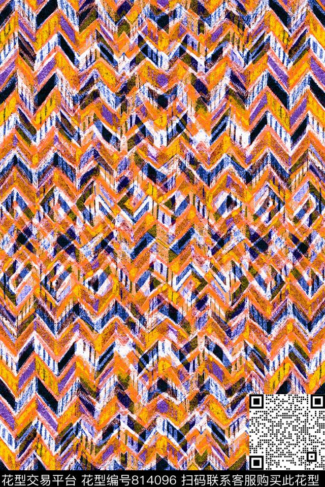 曲线波浪条纹细条纹数码印花华亿平台下载（图片编号: 814096） - 瓦栏（Walan）