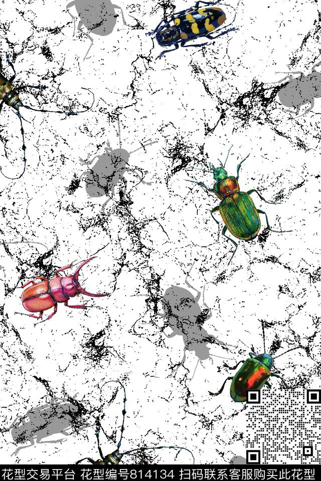 抽象纹理甲壳虫男装衬衫华亿平台数码印花华亿平台下载（图片编号: 814134） - 瓦栏（Walan）