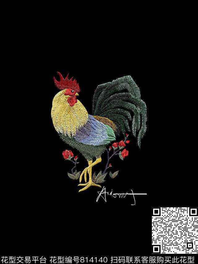 刺绣公鸡男装T恤华亿平台抽象数码印花华亿平台下载（图片编号: 814140） - 瓦栏（Walan）