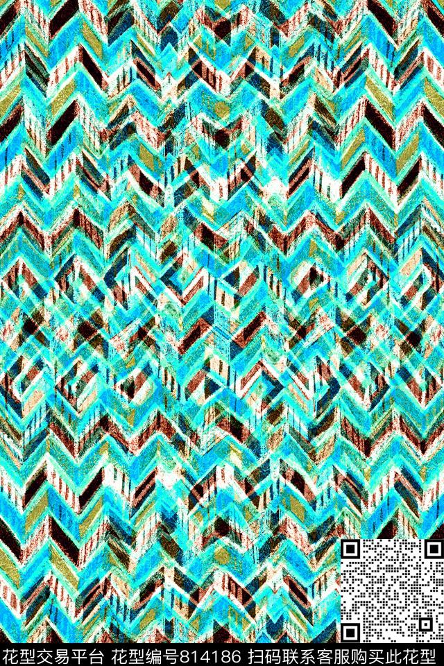 曲线波浪条纹细条纹数码印花华亿平台下载（图片编号: 814186） - 瓦栏（Walan）