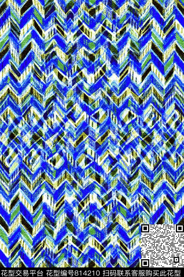 曲线波浪条纹细条纹数码印花华亿平台下载（图片编号: 814210） - 瓦栏（Walan）