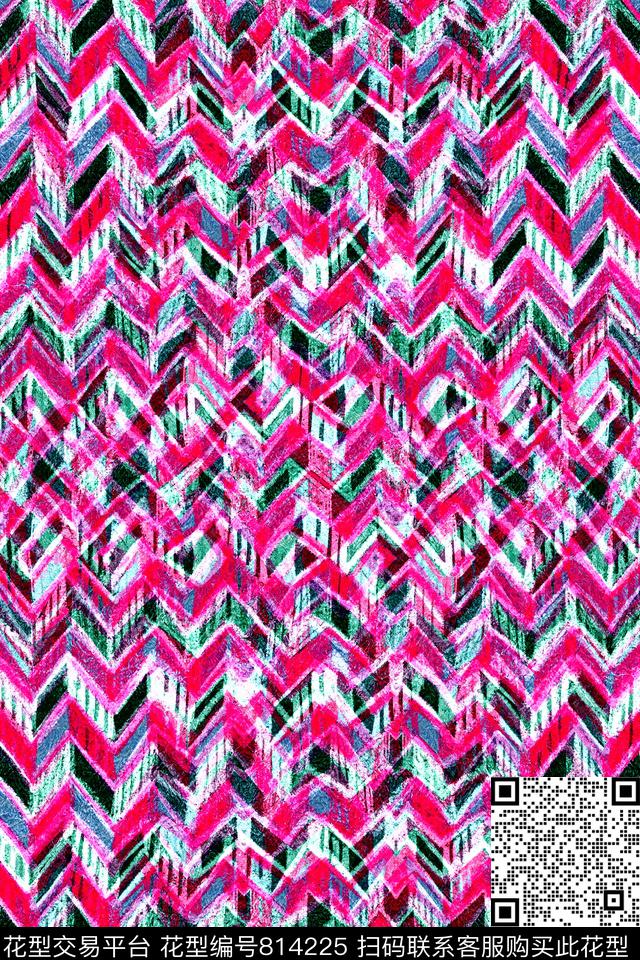 曲线波浪条纹细条纹数码印花华亿平台下载（图片编号: 814225） - 瓦栏（Walan）