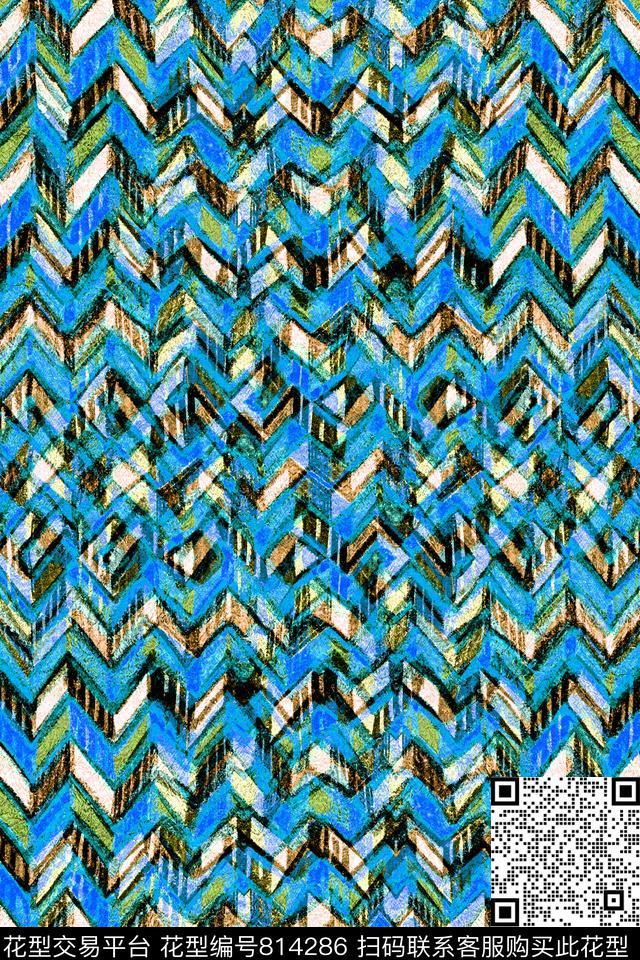 曲线波浪条纹细条纹数码印花华亿平台下载（图片编号: 814286） - 瓦栏（Walan）