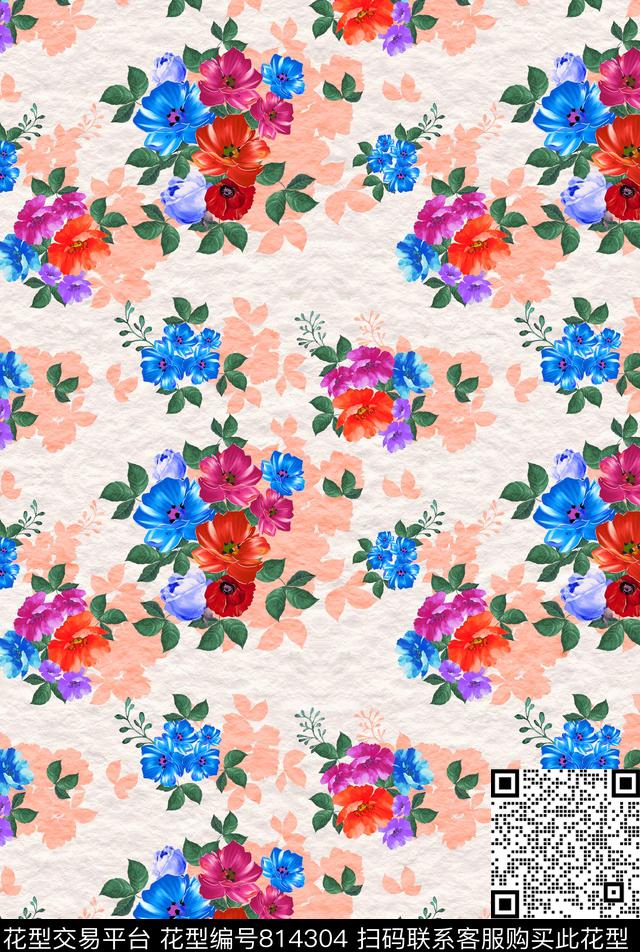 水彩花卉手绘数码印花华亿平台下载（图片编号: 814304） - 瓦栏（Walan）