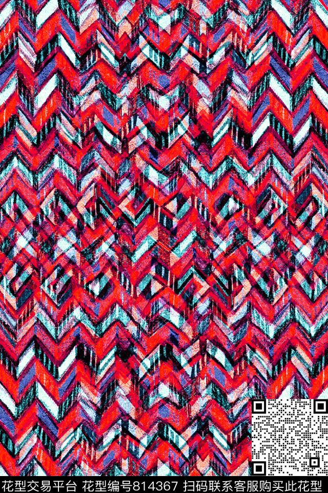 曲线波浪条纹细条纹数码印花华亿平台下载（图片编号: 814367） - 瓦栏（Walan）