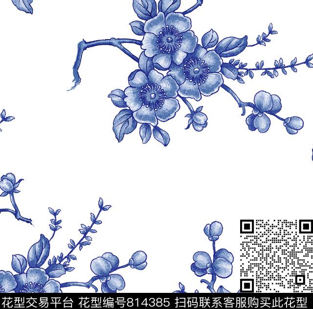 大花花瓣花卉传统印花华亿平台下载（图片编号: 814385） - 瓦栏（Walan）