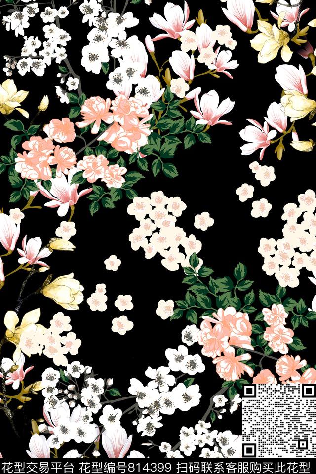 小碎花花卉梅花传统印花华亿平台下载（图片编号: 814399） - 瓦栏（Walan）