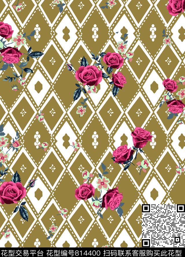 小碎花花卉几何传统印花华亿平台下载（图片编号: 814400） - 瓦栏（Walan）