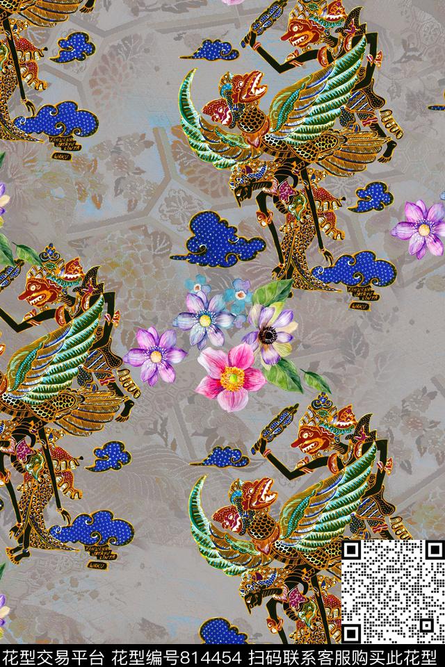 休闲动物花卉数码印花华亿平台下载（图片编号: 814454） - 瓦栏（Walan）