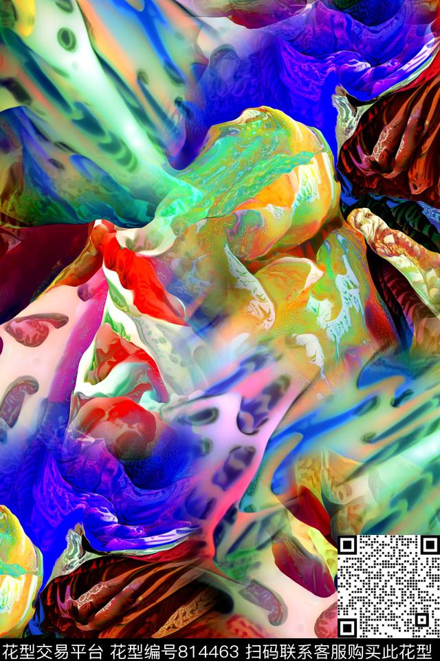 抽象几何拼接数码印花华亿平台下载（图片编号: 814463） - 瓦栏（Walan）