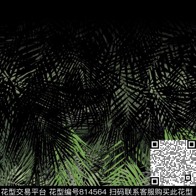 棕榈叶热带渐变传统印花华亿平台下载（图片编号: 814564） - 瓦栏（Walan）