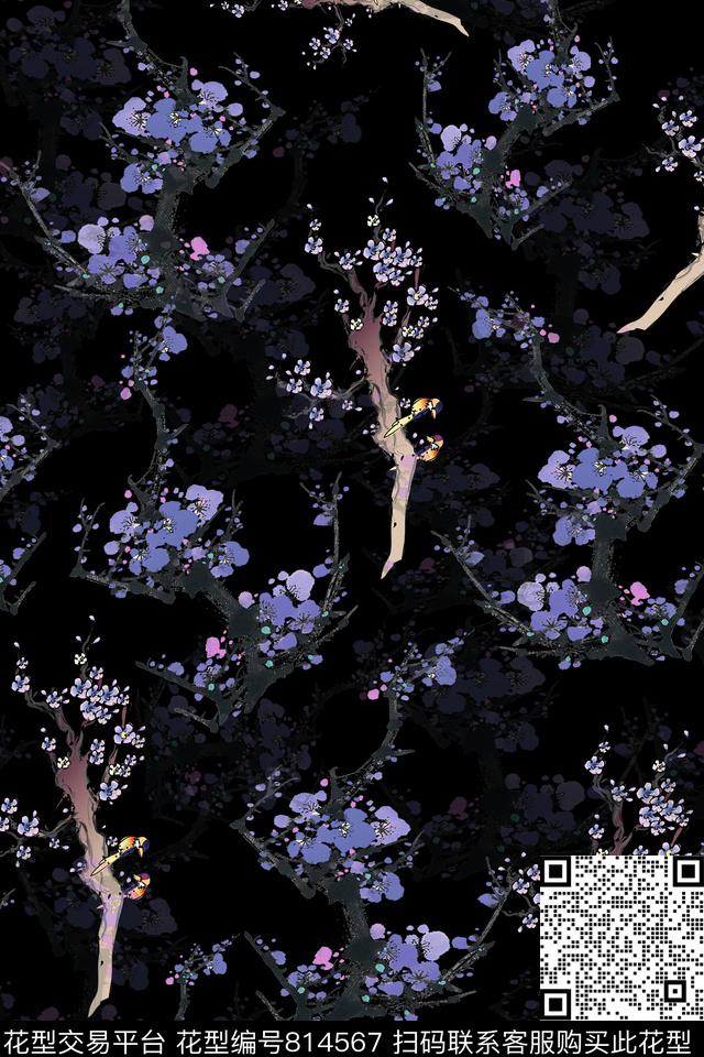 花朵小碎花桃花数码印花华亿平台下载（图片编号: 814567） - 瓦栏（Walan）