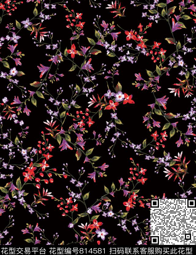 花朵时尚小碎花传统印花华亿平台下载（图片编号: 814581） - 瓦栏（Walan）