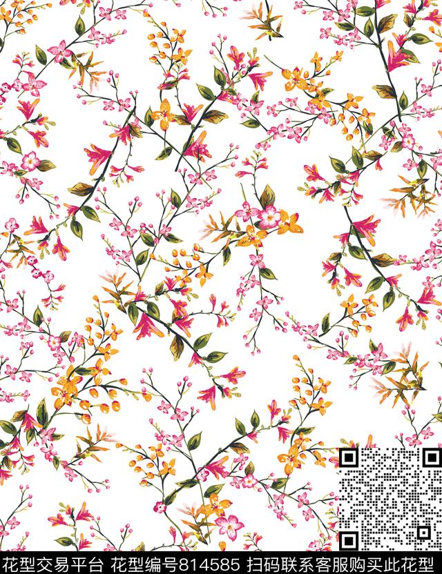 花朵时尚小碎花传统印花华亿平台下载（图片编号: 814585） - 瓦栏（Walan）