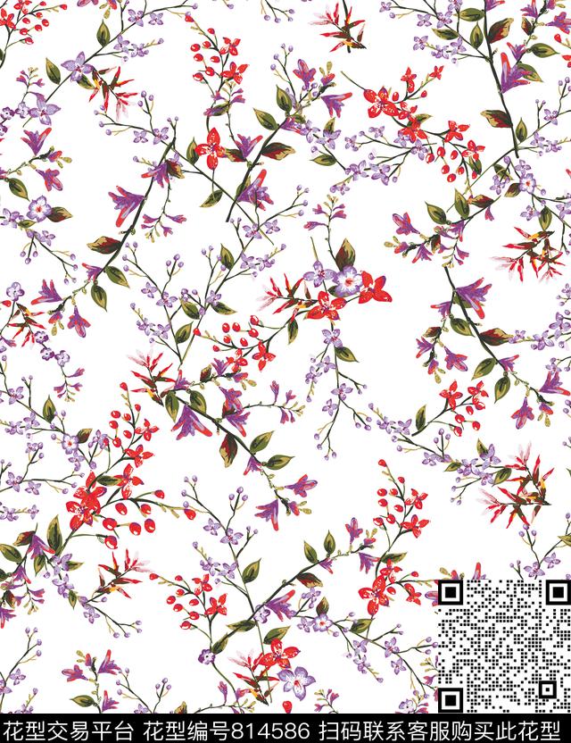 花朵时尚小碎花传统印花华亿平台下载（图片编号: 814586） - 瓦栏（Walan）