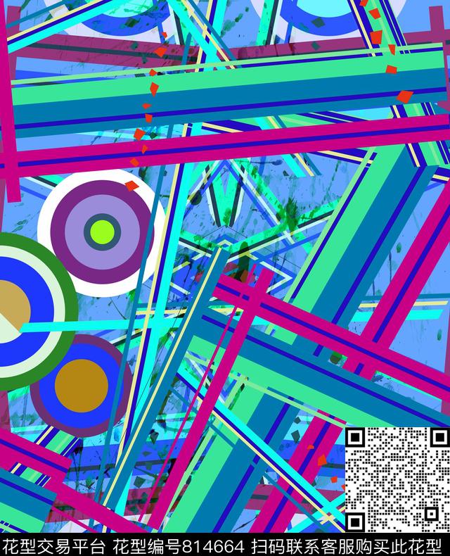 几何马赛克不规则几何数码印花华亿平台下载（图片编号: 814664） - 瓦栏（Walan）