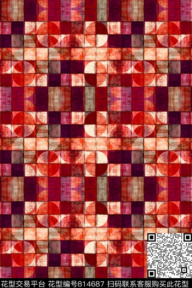 不规则几何方格色块数码印花华亿平台下载（图片编号: 814687） - 瓦栏（Walan）