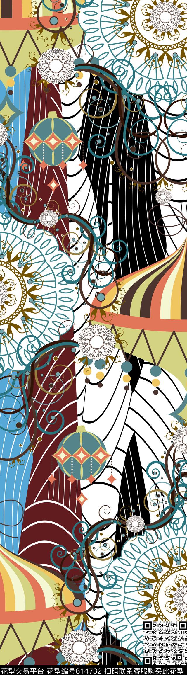 长巾丝巾几何数码印花华亿平台下载（图片编号: 814732） - 瓦栏（Walan）