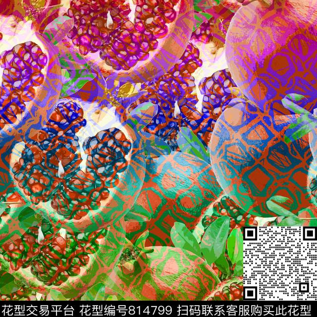 趣味水果多肉数码印花华亿平台下载（图片编号: 814799） - 瓦栏（Walan）