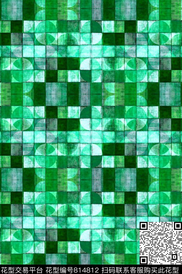 不规则几何方格色块数码印花华亿平台下载（图片编号: 814812） - 瓦栏（Walan）