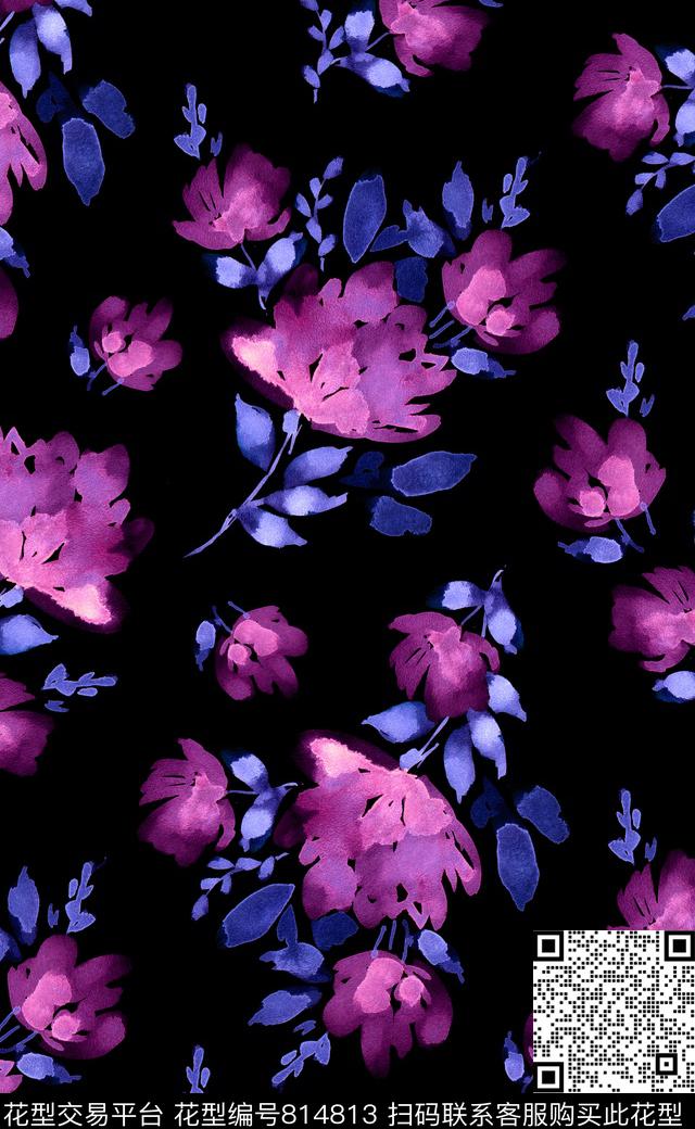 花瓣大花花卉数码印花华亿平台下载（图片编号: 814813） - 瓦栏（Walan）