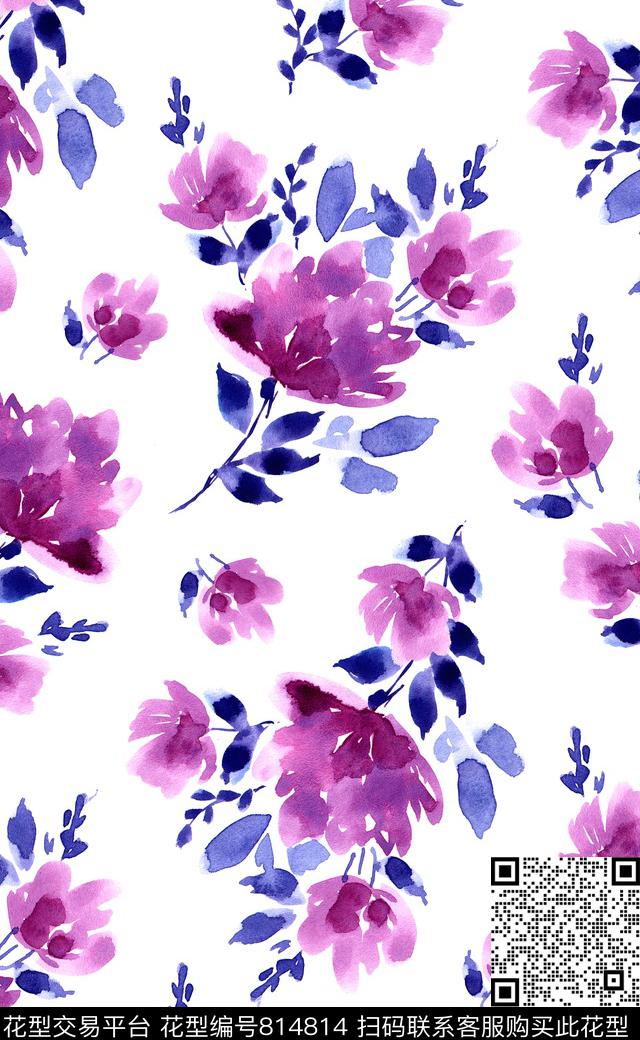 花瓣大花花卉数码印花华亿平台下载（图片编号: 814814） - 瓦栏（Walan）