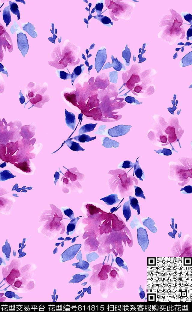 花瓣大花花卉数码印花华亿平台下载（图片编号: 814815） - 瓦栏（Walan）