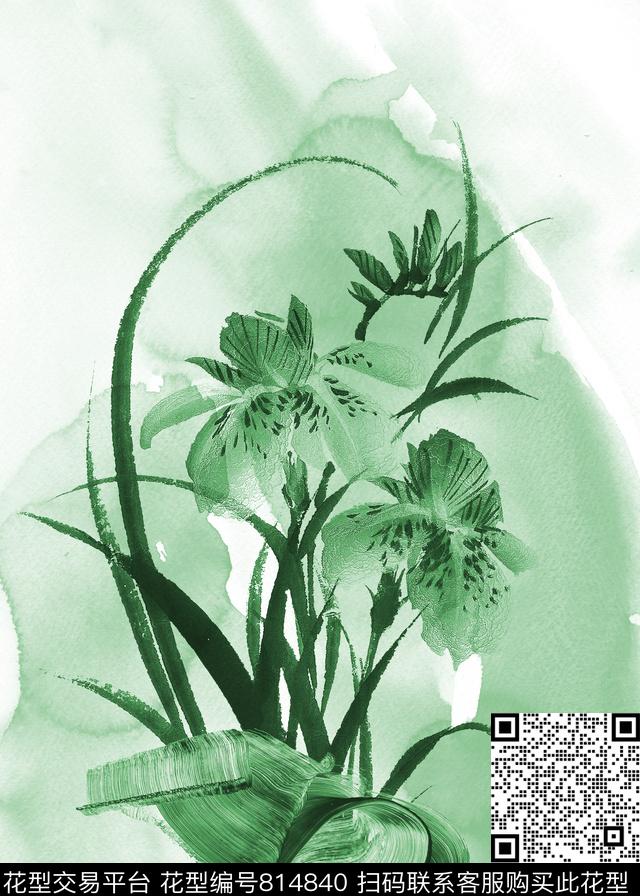 Fei-民族风Fei-女装水墨花数码印花华亿平台下载（图片编号: 814840） - 瓦栏（Walan）