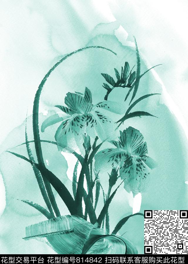 Fei-民族风Fei-女装水墨花数码印花华亿平台下载（图片编号: 814842） - 瓦栏（Walan）