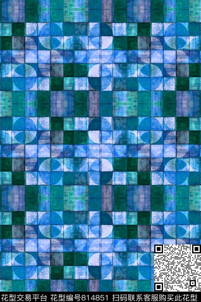 不规则几何方格色块数码印花华亿平台下载（图片编号: 814851） - 瓦栏（Walan）