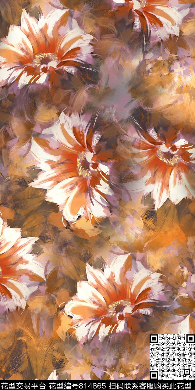雏菊康乃馨玉兰花数码印花华亿平台下载（图片编号: 814865） - 瓦栏（Walan）