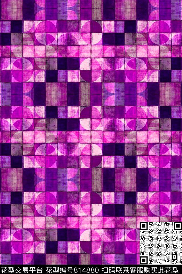 不规则几何方格色块数码印花华亿平台下载（图片编号: 814880） - 瓦栏（Walan）