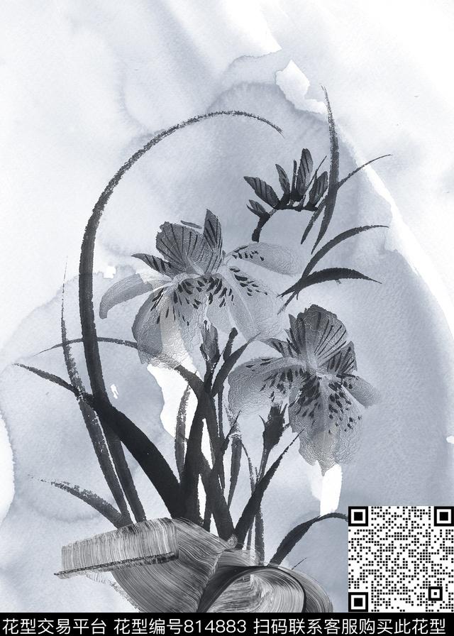 Fei-民族风Fei-女装水墨花数码印花华亿平台下载（图片编号: 814883） - 瓦栏（Walan）