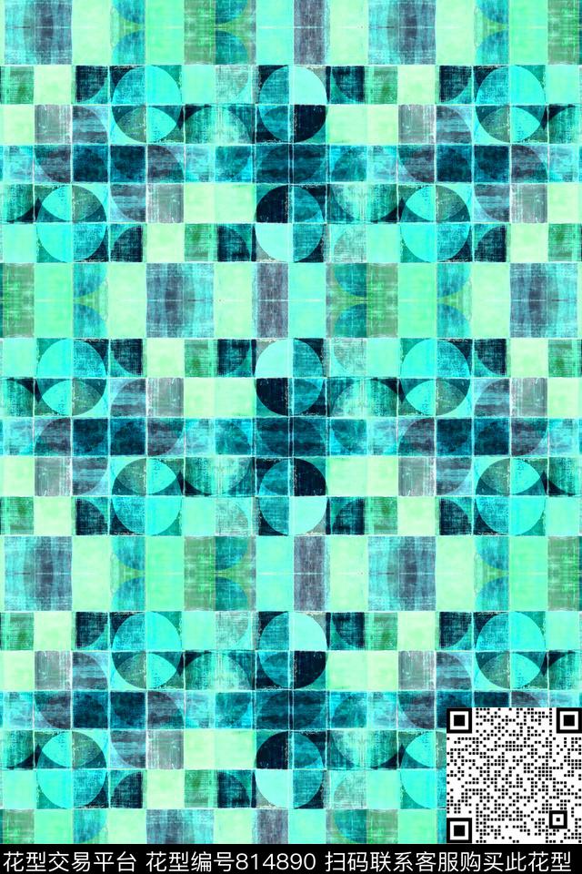 不规则几何方格色块数码印花华亿平台下载（图片编号: 814890） - 瓦栏（Walan）