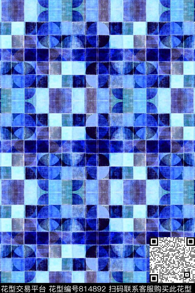 不规则几何方格色块数码印花华亿平台下载（图片编号: 814892） - 瓦栏（Walan）