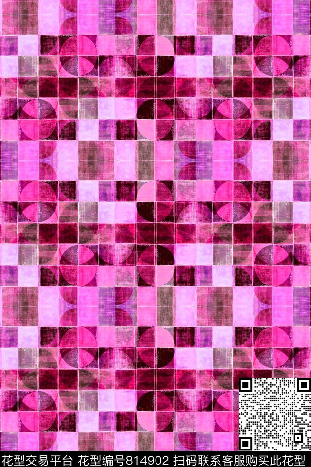 不规则几何方格色块数码印花华亿平台下载（图片编号: 814902） - 瓦栏（Walan）