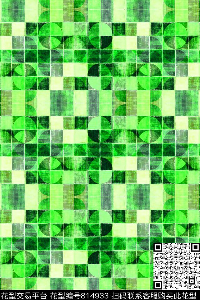 不规则几何方格色块数码印花华亿平台下载（图片编号: 814933） - 瓦栏（Walan）