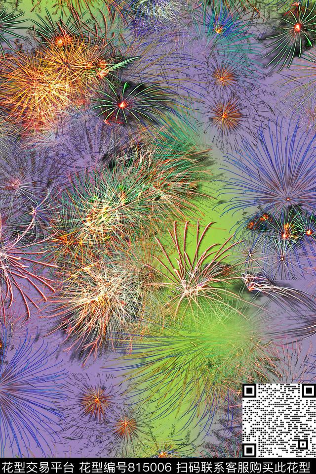 灿烂绚丽烟花数码印花华亿平台下载（图片编号: 815006） - 瓦栏（Walan）