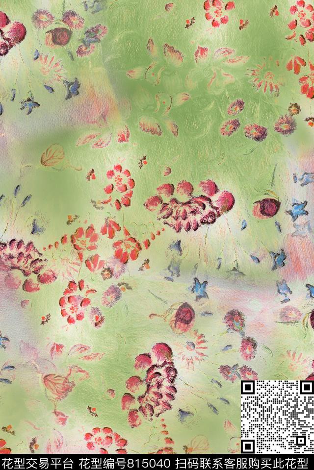 草木绿瑕疵花卉数码印花华亿平台下载（图片编号: 815040） - 瓦栏（Walan）